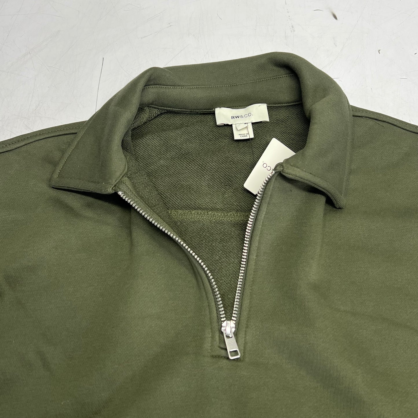 RW & CO Long-sleeve Quarter-zip Polo Sweater Men's Sz S Forest Green 492388