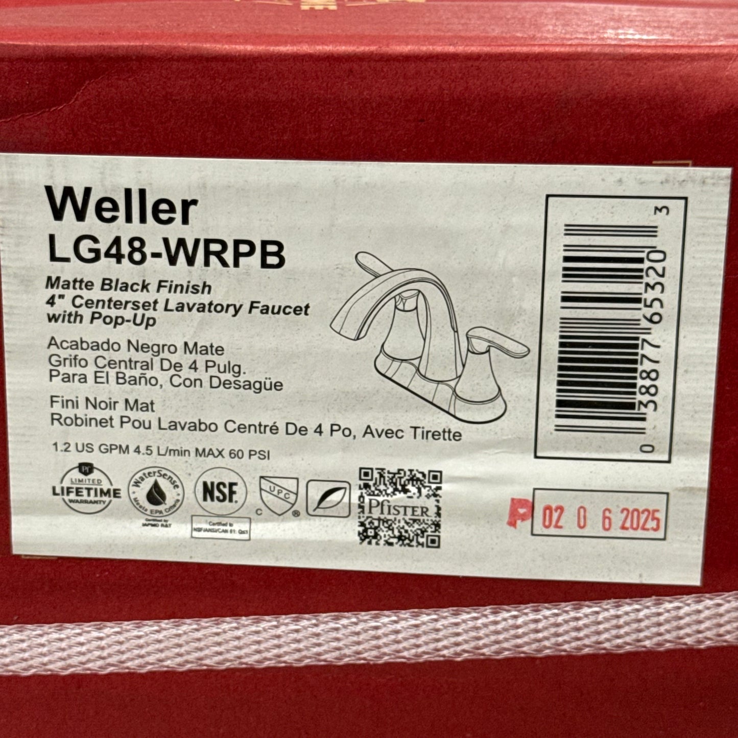 PFISTER Weller Centerset Lavatory Faucet With Pop-up 4" Matte Black LG48-WRPB