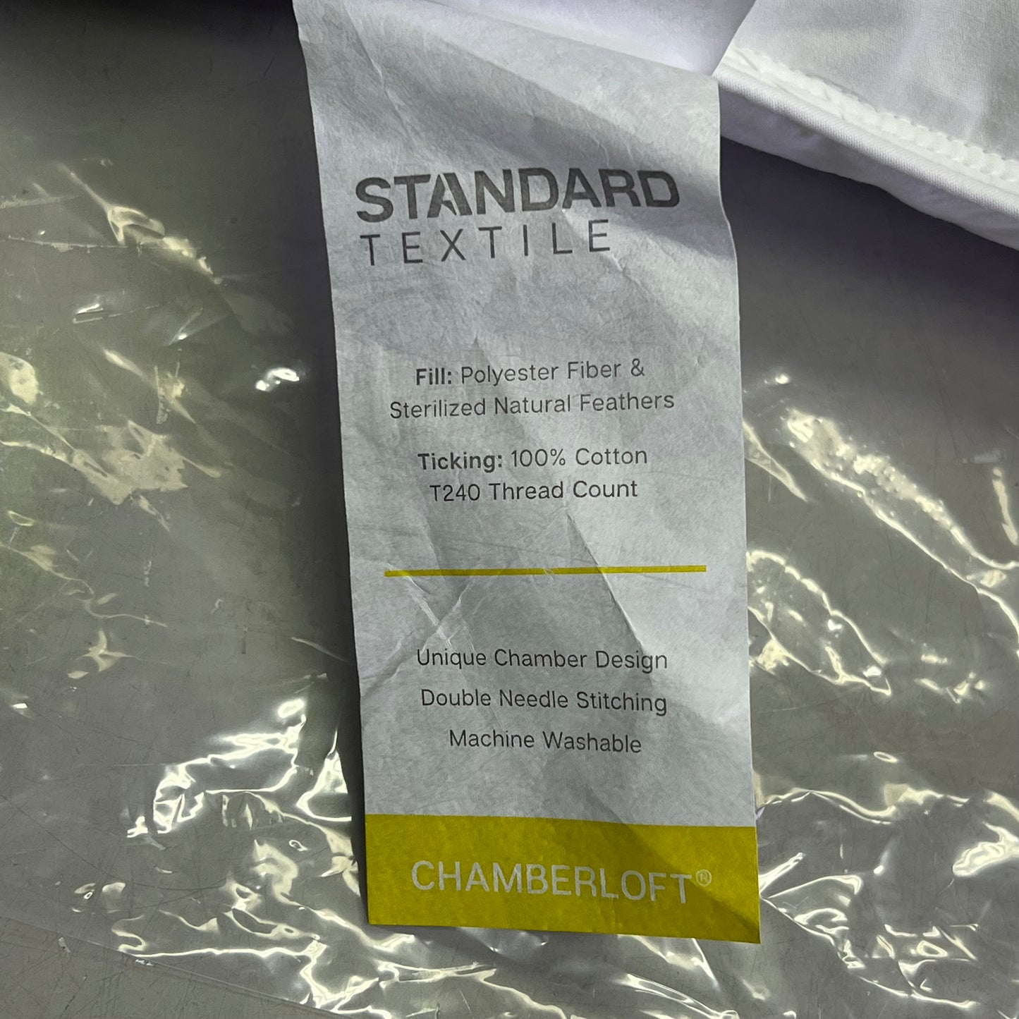 Z@ STANDARD TEXTILE  (2 PACK) Chamber Loft Pillow Standard 20"x26" White 93920100