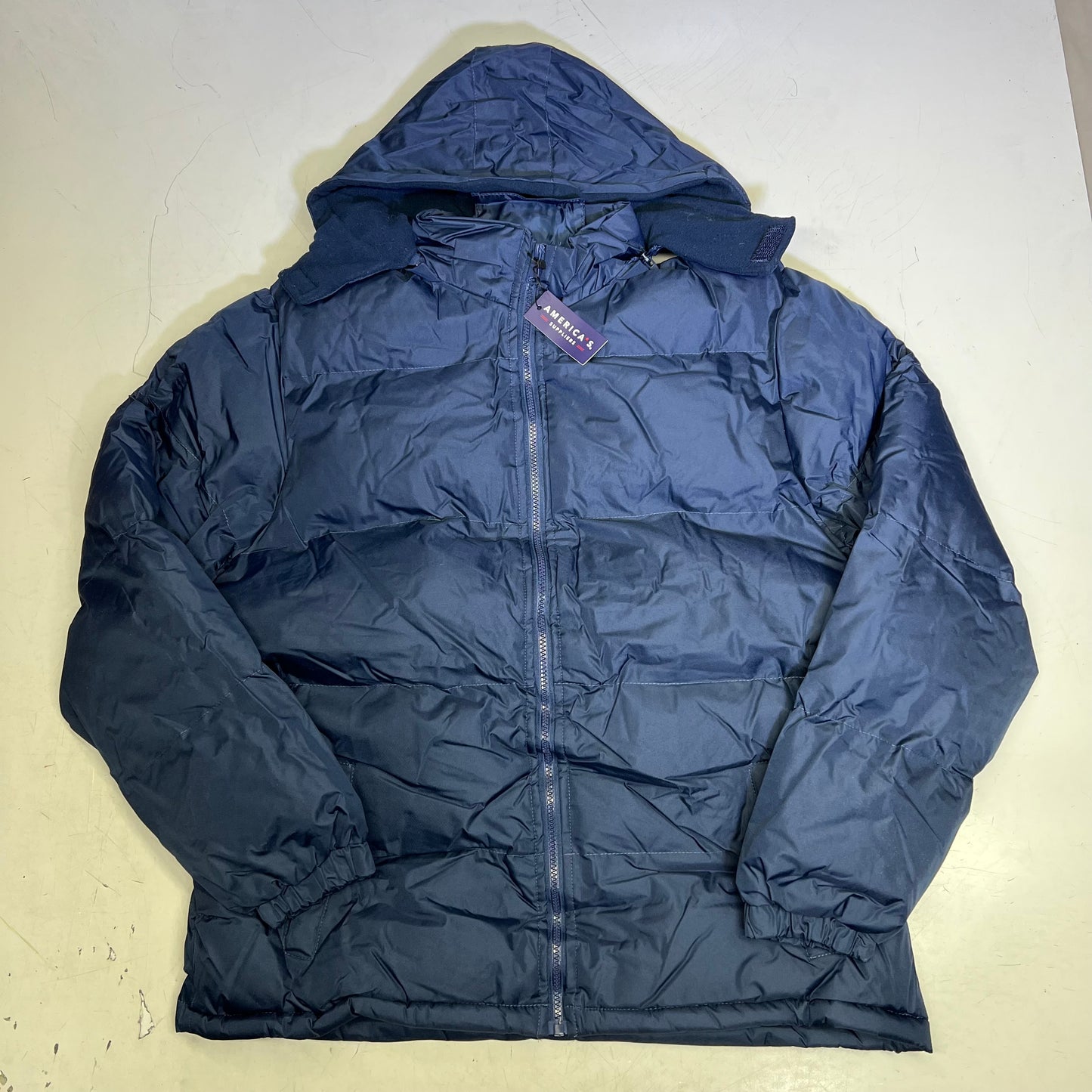 AMERICAS SUPPLIER Heavyweight Zip Up Coat Jacket Men's Sz L Navy Blue 2383077