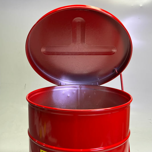 JUSTRITE Oily Waste Can 6 Gal w/ Foot Lever Red 09100