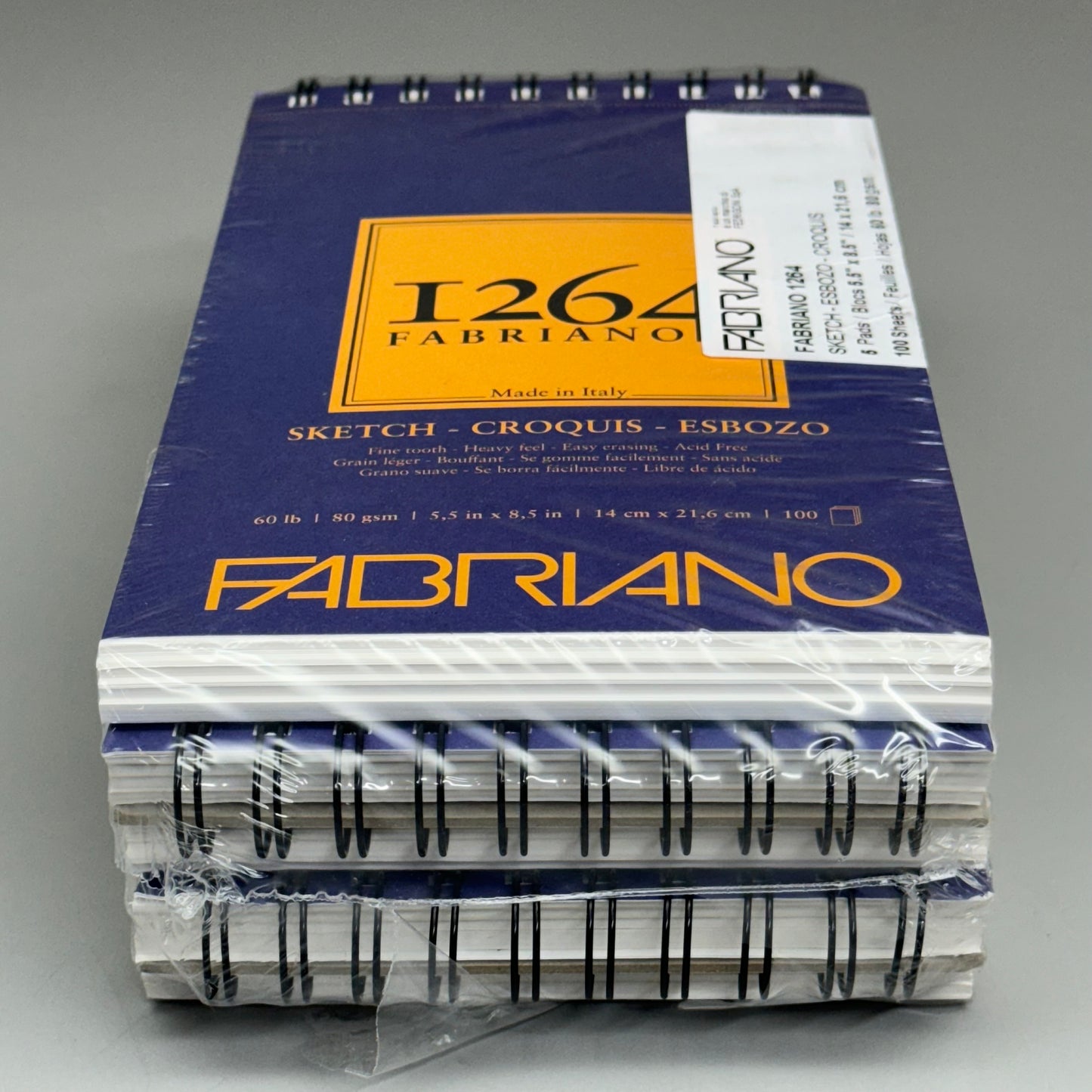 FABRIANO I264 Sketch Paper PADS (5 PACK) 5.5" x 8.5" Sketch Pad 100 Sheets each