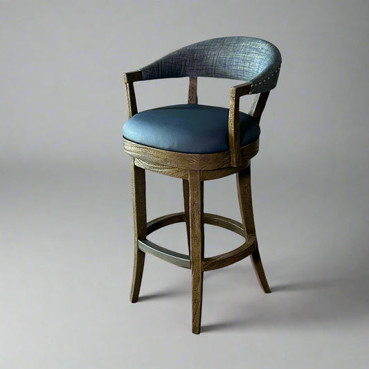 PALECEK Menlo Distressed Swivel Barstool 22"W x 22"L x 41"H Blue 723838
