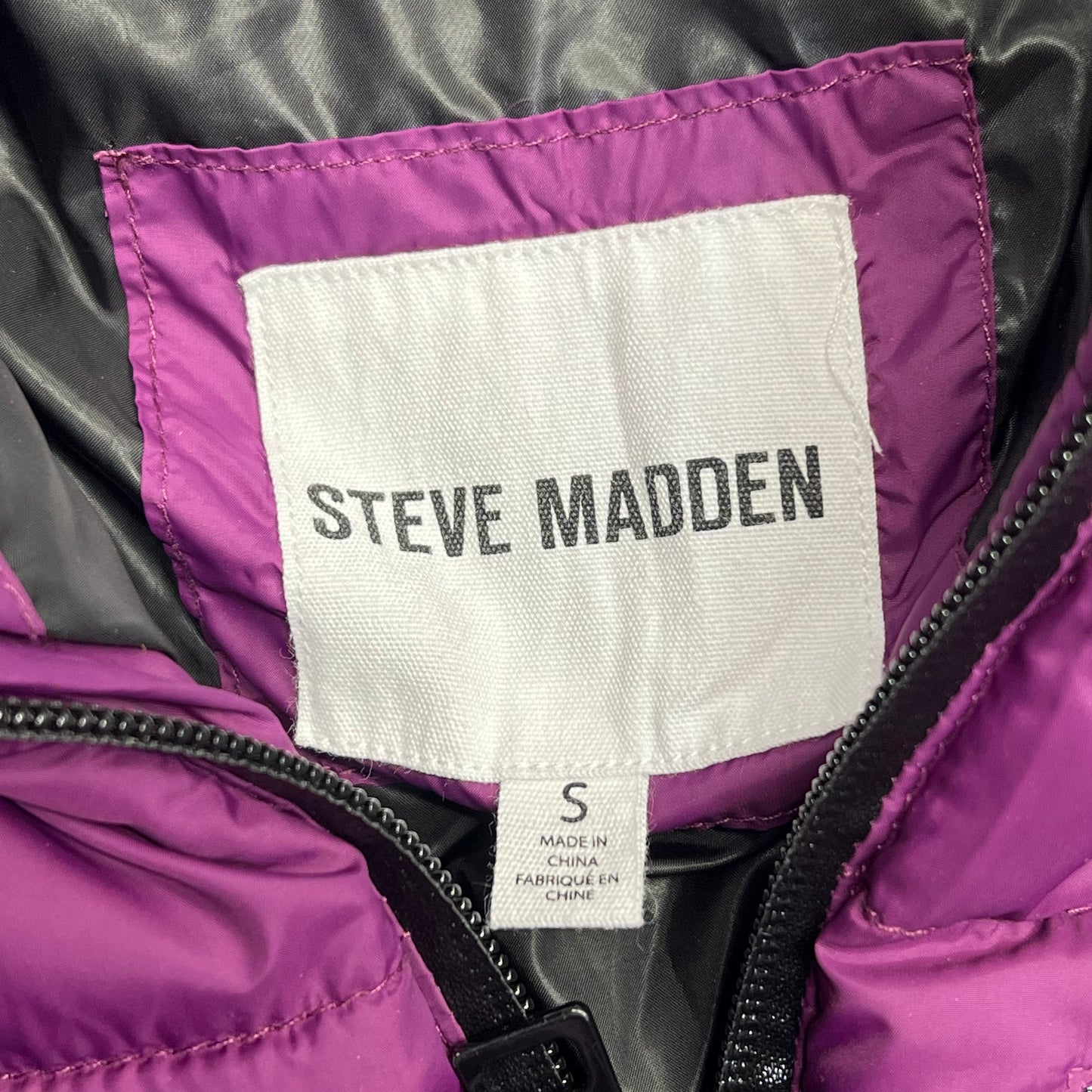 ZA@ STEVE MADDEN  Packable Full Zip Coat Women's Sz S Dark Purple/Black (As-is)