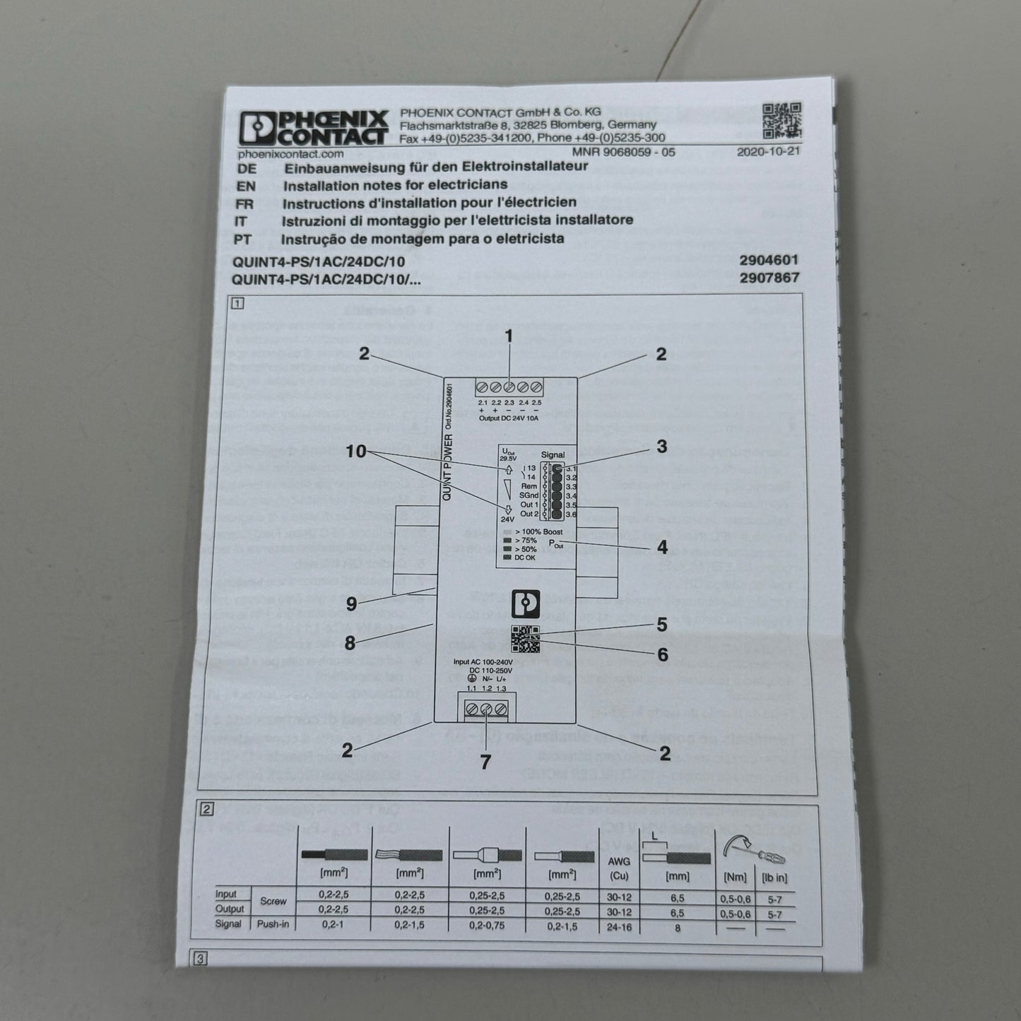 PHOENIX CONTACT QUINT4 - PS/1AC/24DC/10 Power Supply Unit