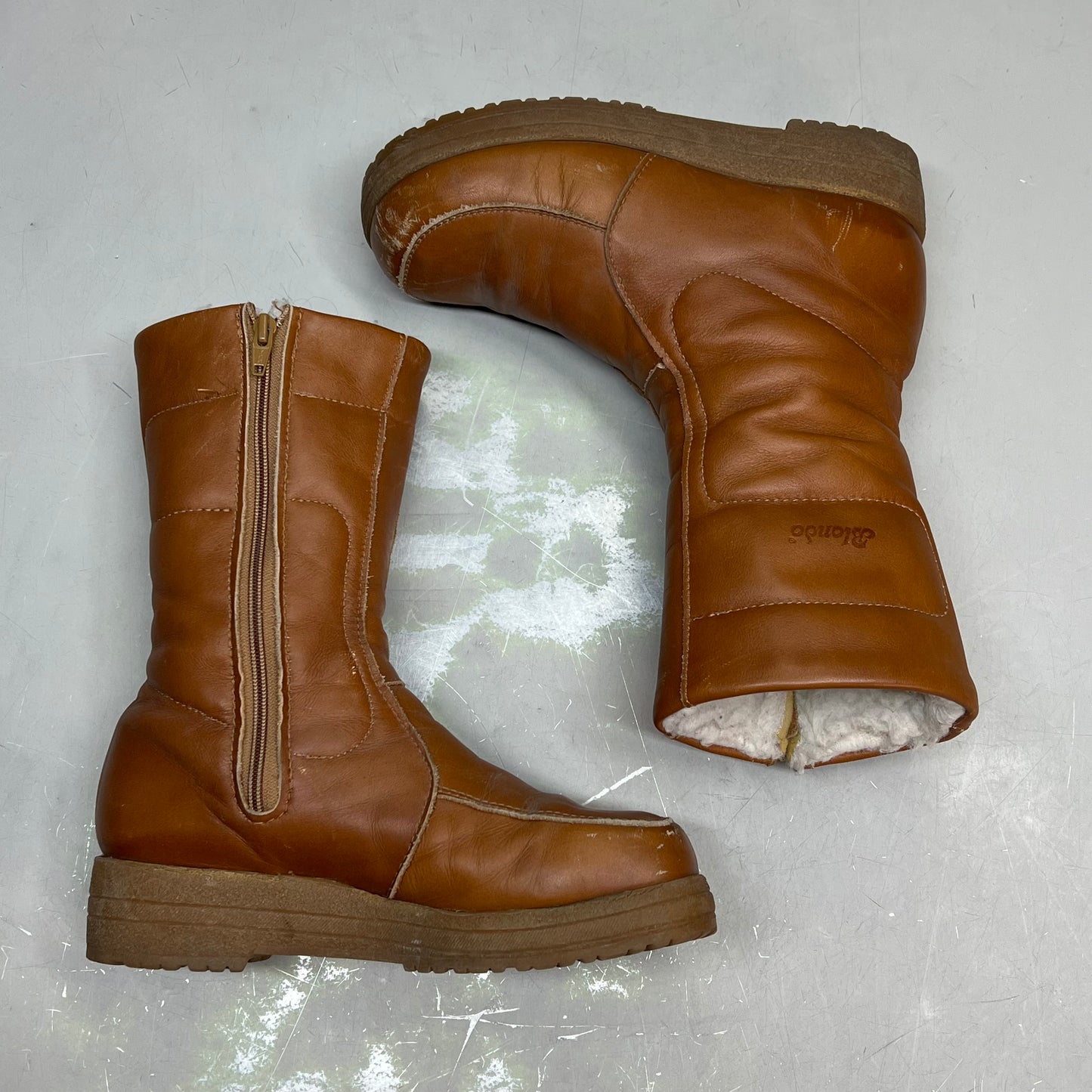 BLONDO Leather Fur Lined Boots Made In Canada Women's Sz 8 Brown (Pre-Owned)