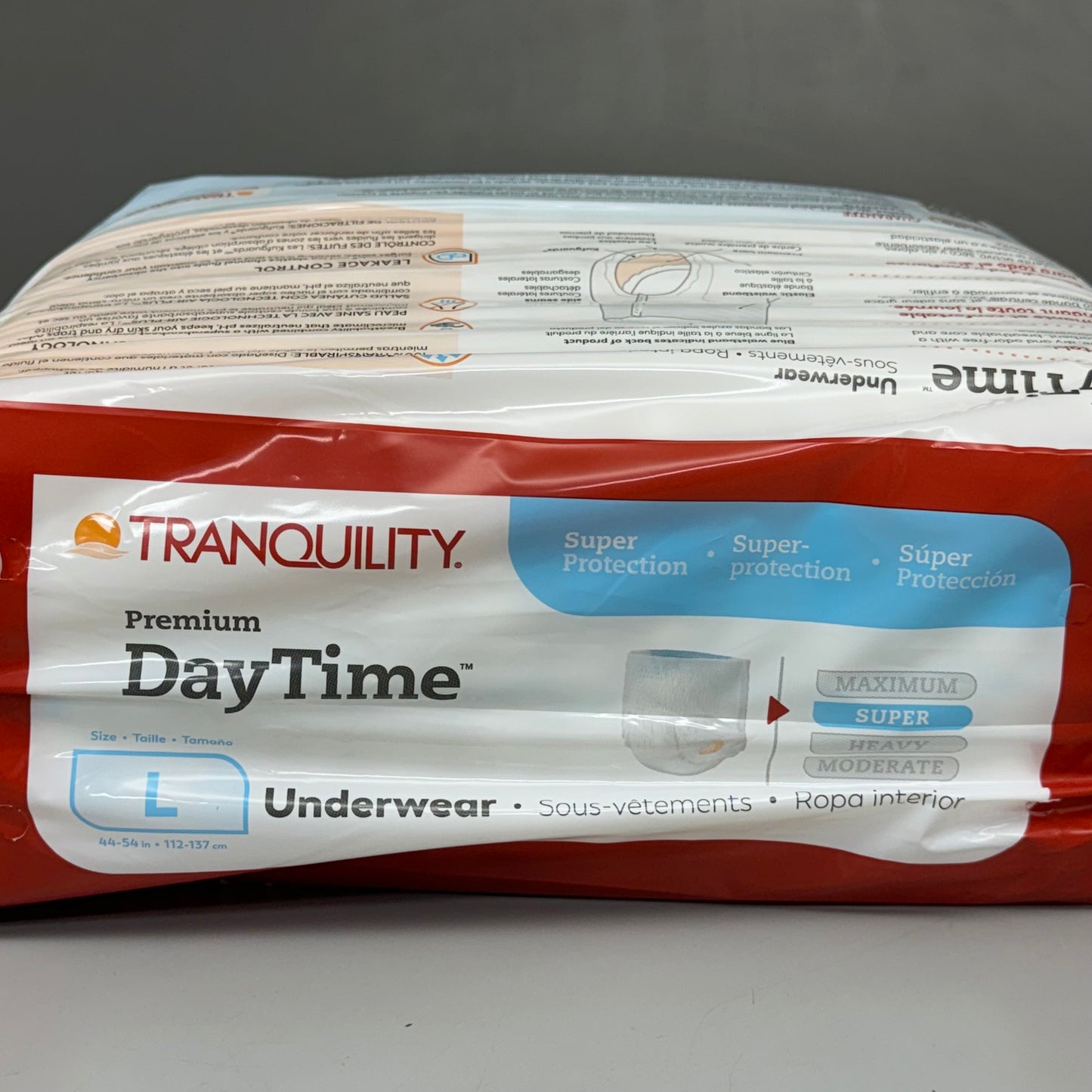 TRANQUILITY DAY TIME 2PK of 16 Disposable Absorbent Underwear Large (44-54in) White