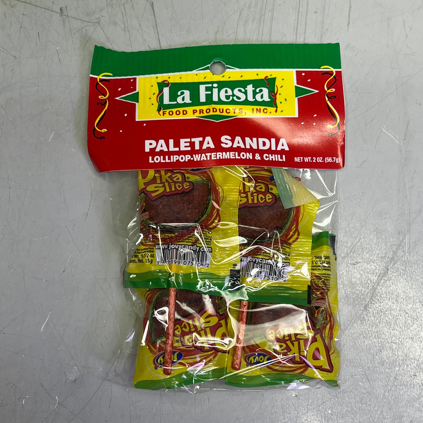 LA FIESTA (12 PACK, 4 PIECES EACH) Paleta Sandia Watermelon & Chili Lolipops 2 Oz