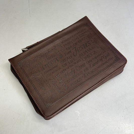 CHRISTIAN ART GIFTS Isaiah 9:6 Faux Leather Classic Bible Cover 8"x11" Walnut