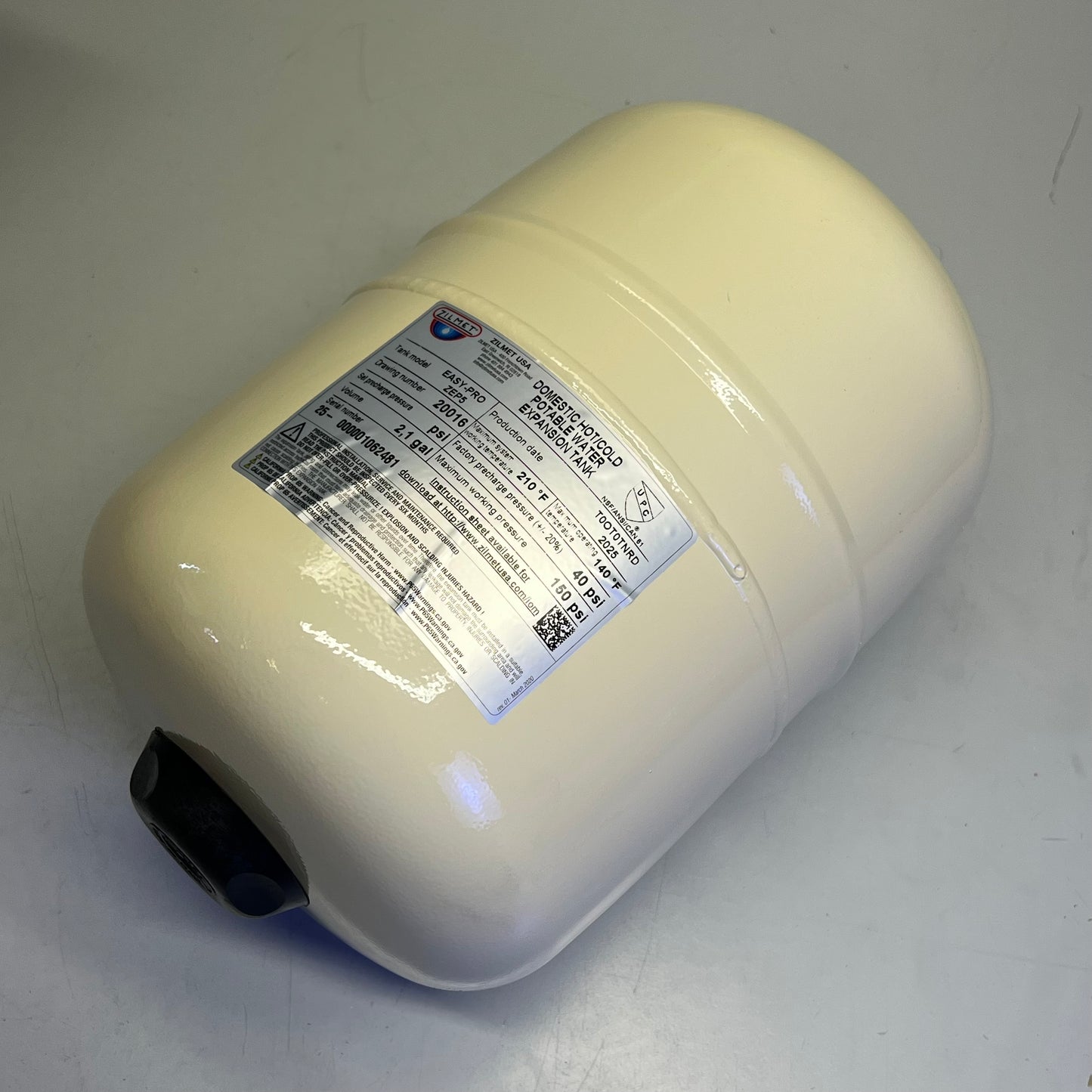 ZILMET Easy-Pro In-Line Thermal Expansion Tank 2.1 Gallon Tan 11E0000802