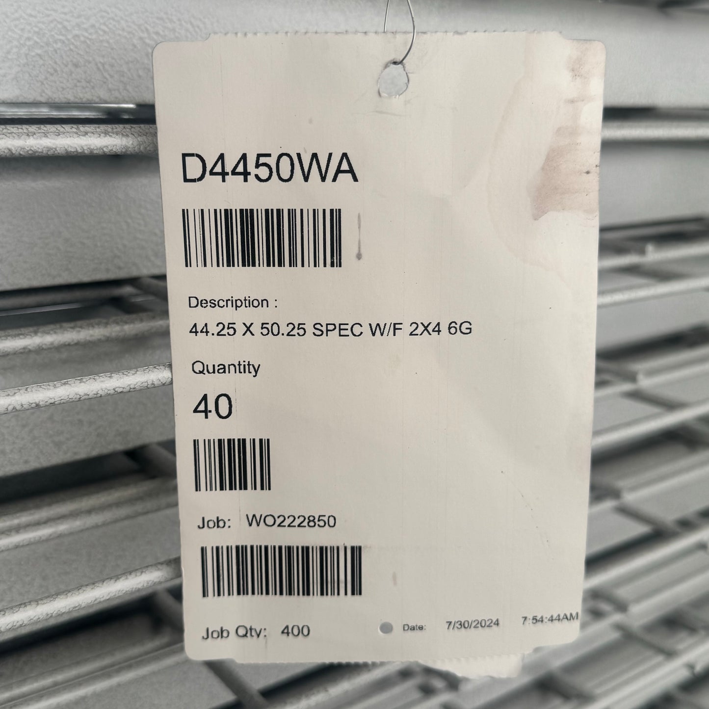 Rack Wire Decking (40 Packs) Sz 44.25" x 50.25" Gray D4450WA