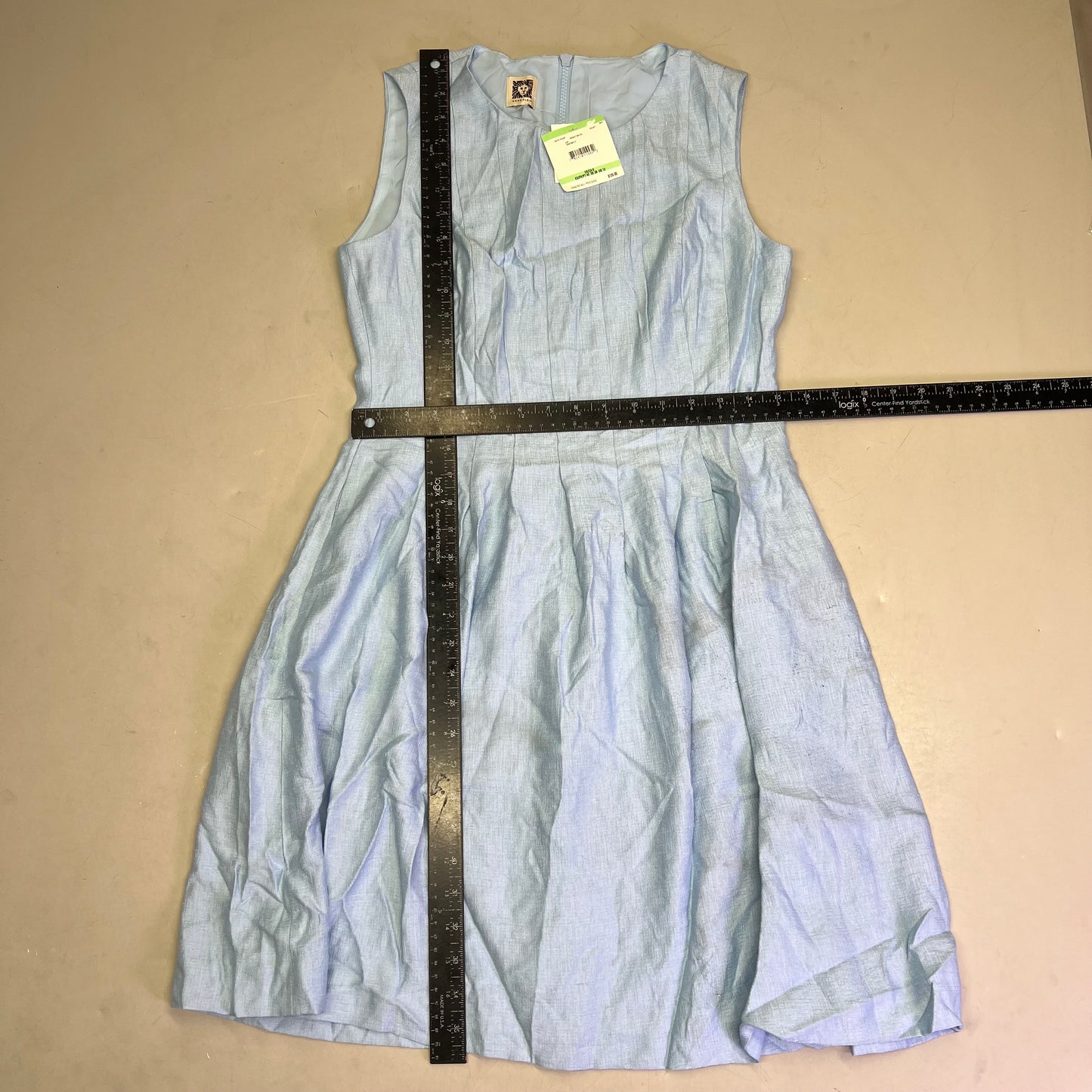 ANNE KLIEN Knee Length Lined Summer Dressed Womens Sz 8 Bright Water Blue (Used)