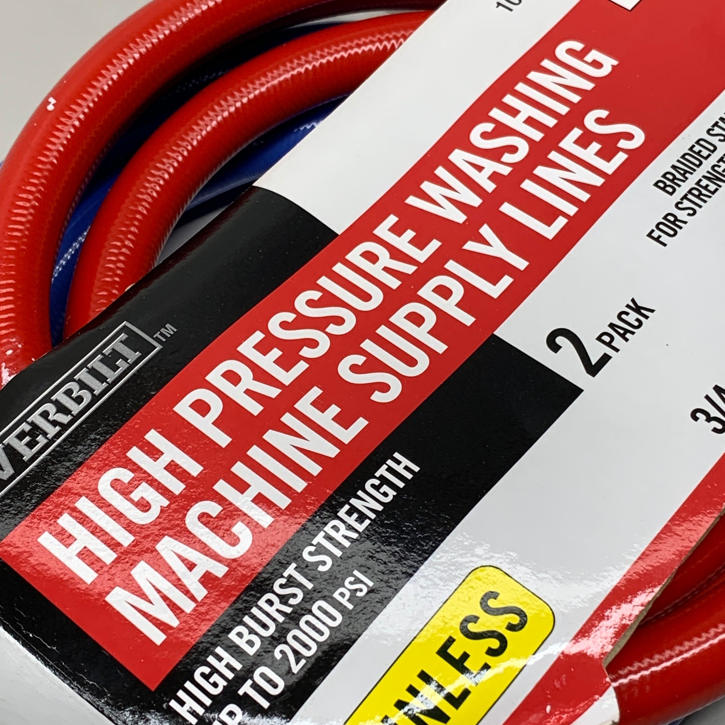 EVERBILT (2 PACK) High Pressure 3/4” Washing Machine Supply Lines 6ft Red/Blue 98290