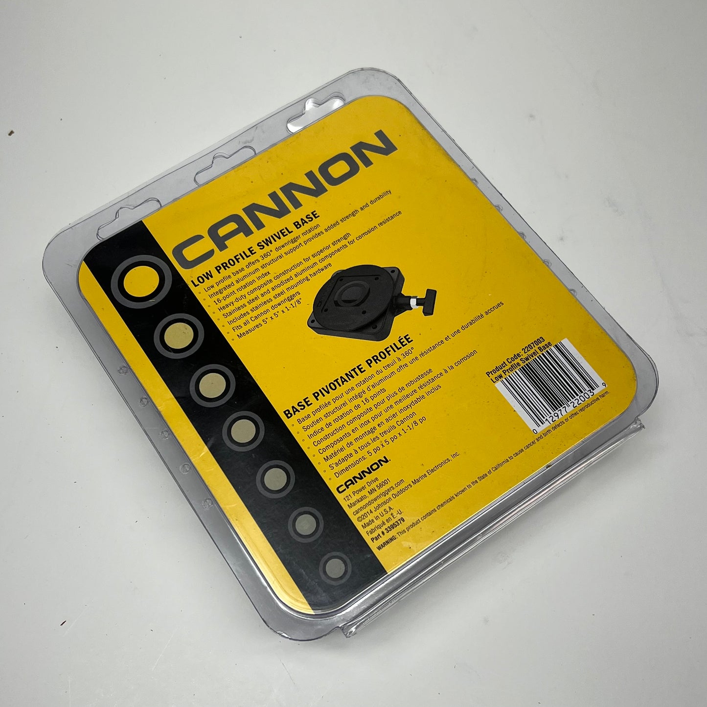 CANNON Low Profile Swivel Downrigger Base 16-Point 360° Rotation Black 2207003