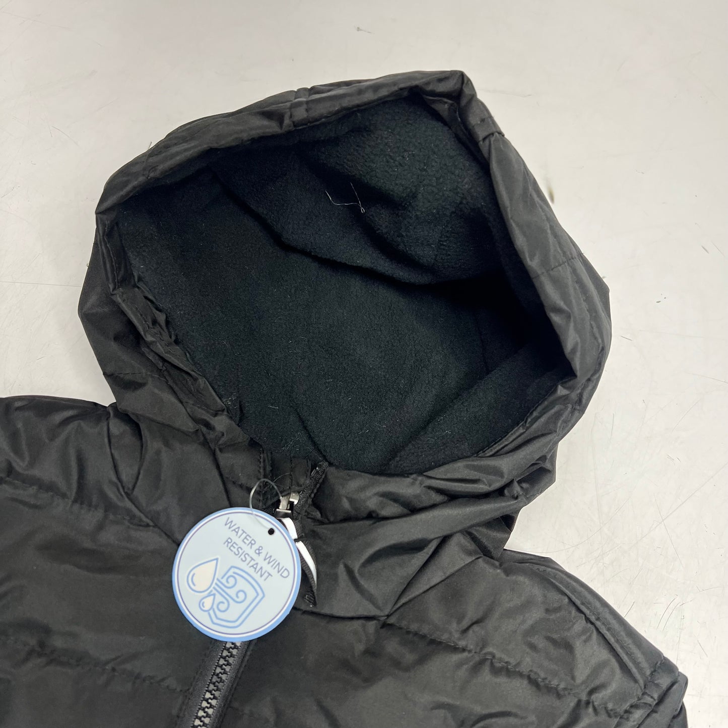 WHALES TAIL Fleece Lined Hooded Full Zip Up Winter Coat  Boy's Sz 6 Black