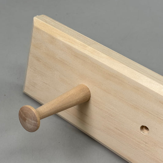 MAINSTAYS (2 PACK) Wall Mounted Hook Rack 5 Pegs 27" Unfinished Wood Finish