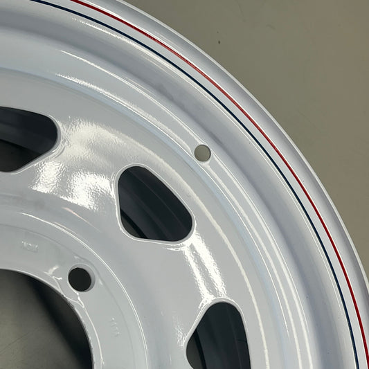 CARLISLE  8-Spoke Trailer Wheel 15 X 6 White W/ Red & Blue Stripe 1522660564B