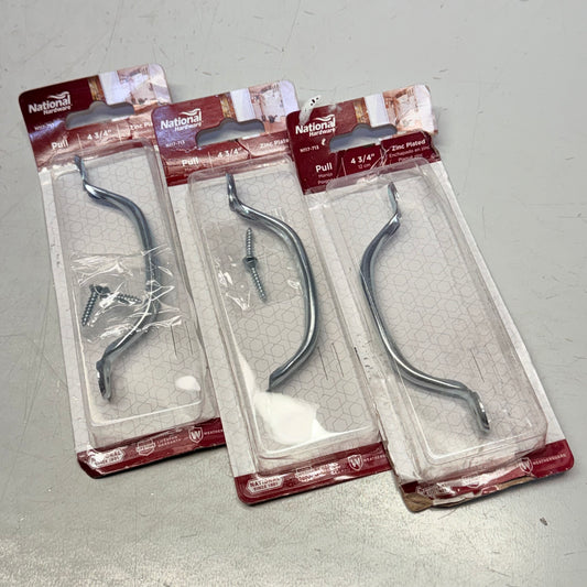 NATIONAL HARDWARE (3 PACK) Door Pull 4-3/4" Zinc Plated N117-713 New