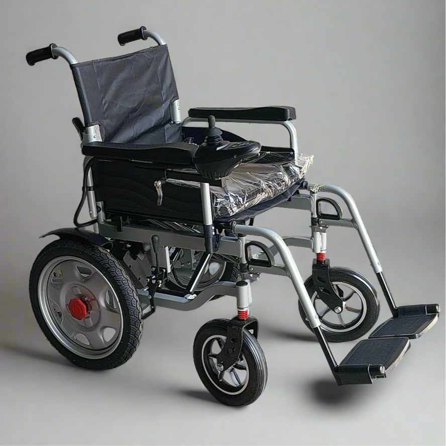 POWER WHEELCHAIR Battery-Powered w/ Joystick Silver & Black Sz 41"x 42"x 24" (New)