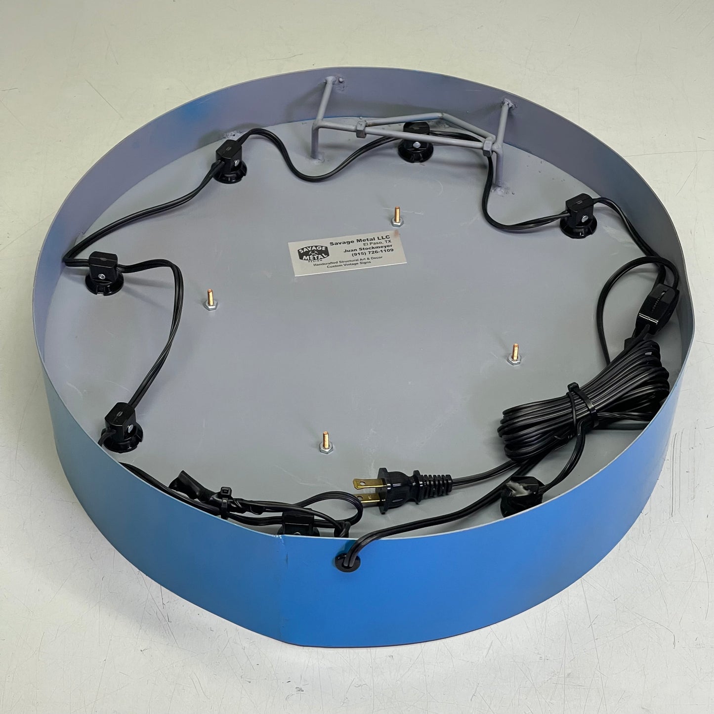 SAVAGE METAL Mineragua Metal Light-Up Sign 16”x4” Blue