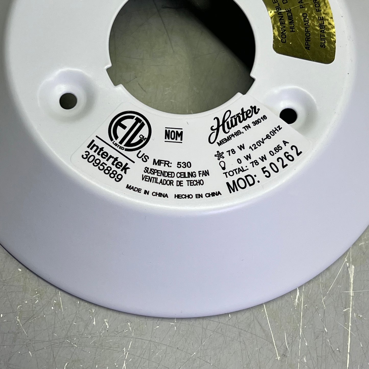 HUNTER Cassius Indoor & Outdoor Ceiling Fan 44" 3 Blade Fresh White 50262