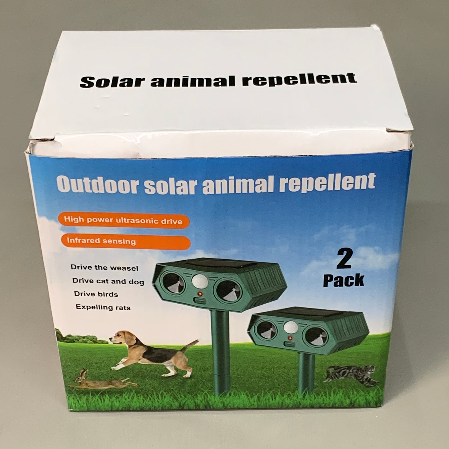 LUBATIS 2-PACK! Outdoor Solar Animal Repeller Deterrent Waterproof Green (New)