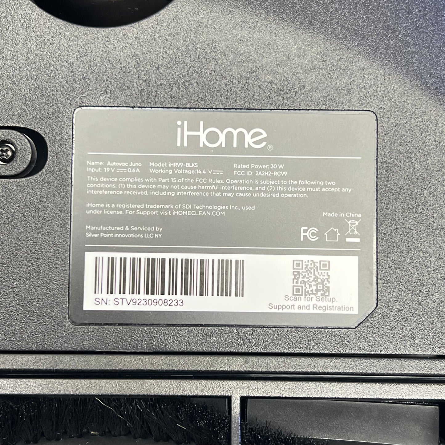 ZA@ IHOME Auto Vac Juno Robot Vacuum Mapping Technology Strong Suction IHRV9 (As-Is-Return)