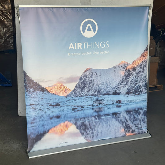 ZA@ AIRTHINGS Advertising Banner Breathe Bettee. Live Better Sz 63”Hx60”L (AS-IS)