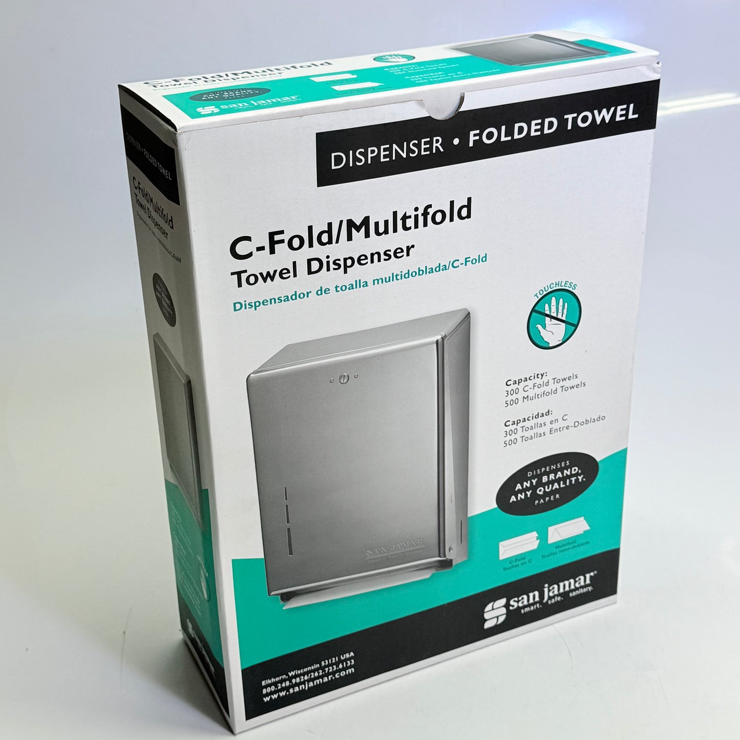 SAN JAMAR C-Fold/Multifold Towel Dispenser 11 3/8 x 4 x 14 3/4 Chrome T1900XC