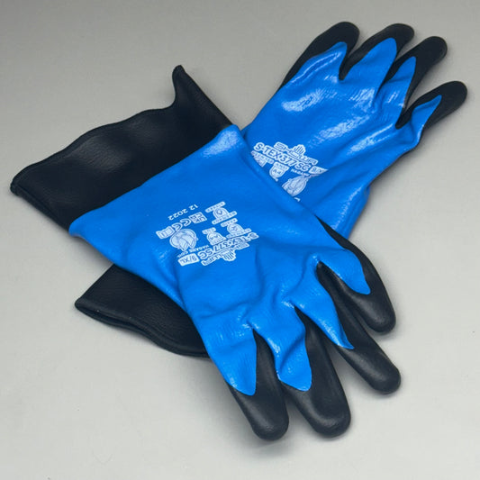 SHOWA (6 PAIR) Cut & Oil Resistant Safety Work Gloves with Hagane Coil Liner S-TEX377SC 9/XL Blue