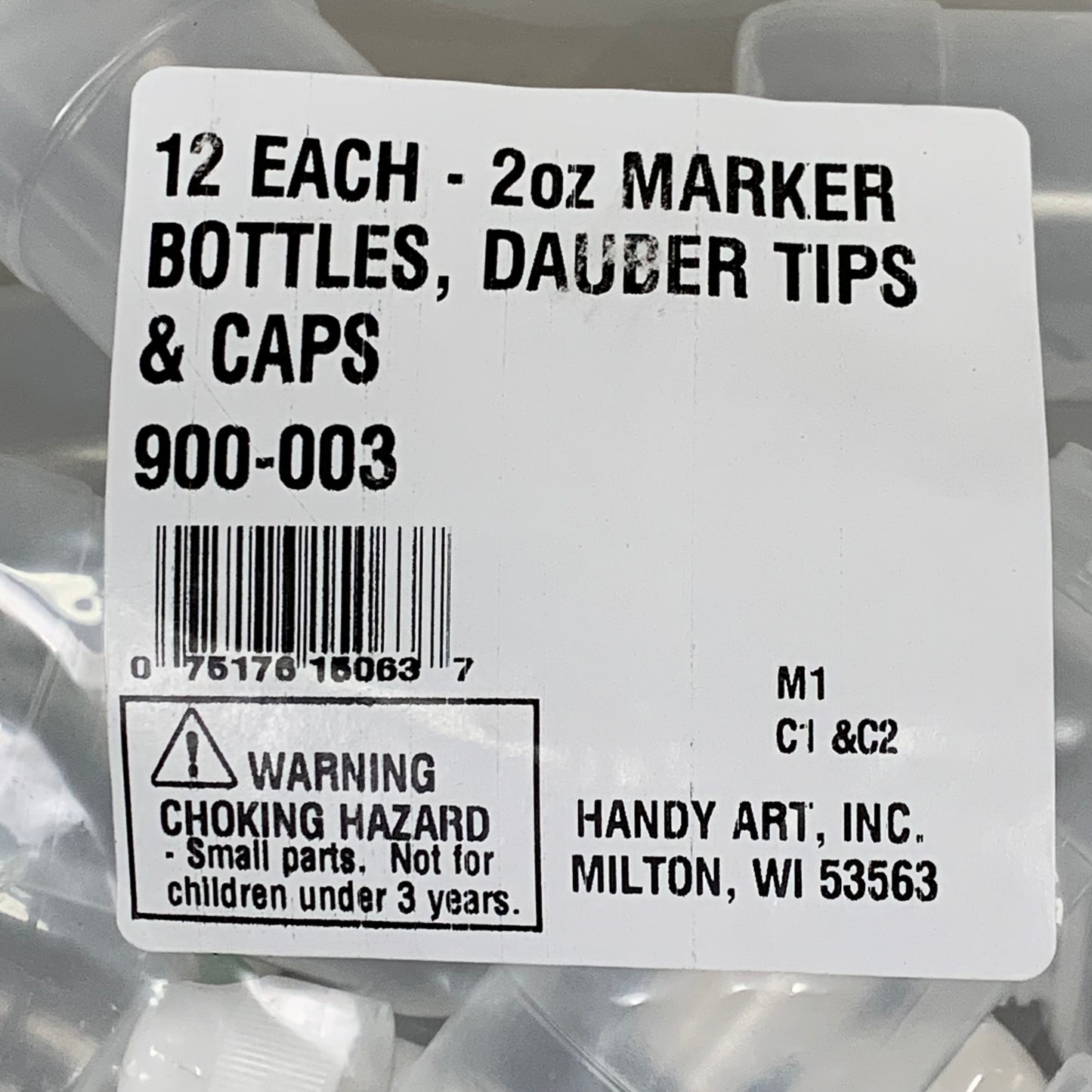 HANDY ART INC(12 PACK) Markers Bottles Dauber Tips & Caps Refillable 2oz 900-003