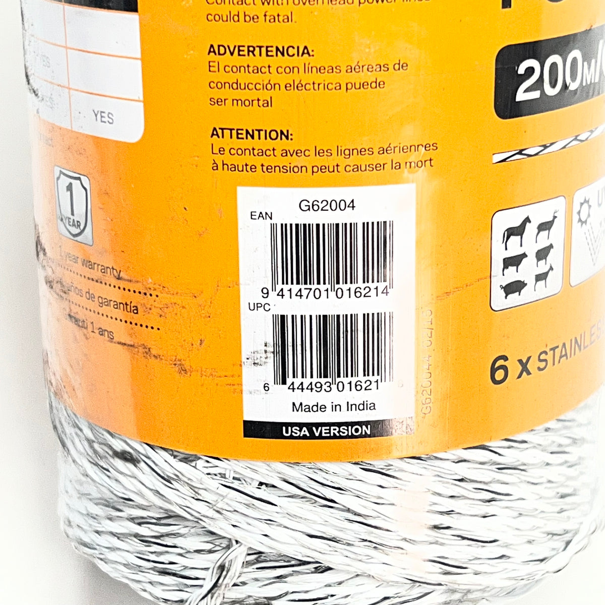 GALLAGHER (2 PACK) Polywire For Animal & Virtual Fencing 2MM / 1/16" White