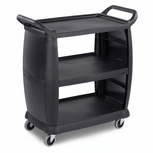 CARLISLE Polymer 3 Shelf Utility / Bus Cart  300 lb Capacity  Black CC203603