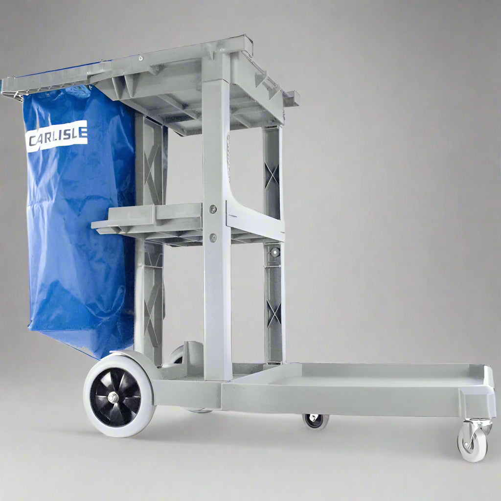 CARLISLE Polypropylene Janitor Cart W/ Shelving 25 Gal Bag Grey JC1945L23