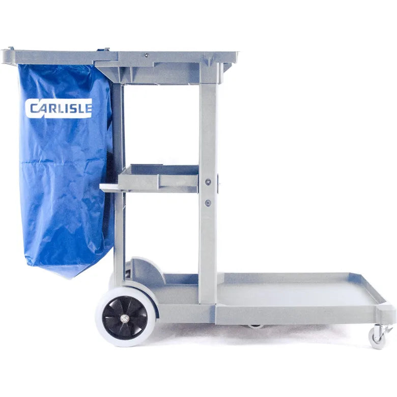 CARLISLE Polypropylene Janitor Cart W/ Shelving 25 Gal Bag Grey JC1945L23