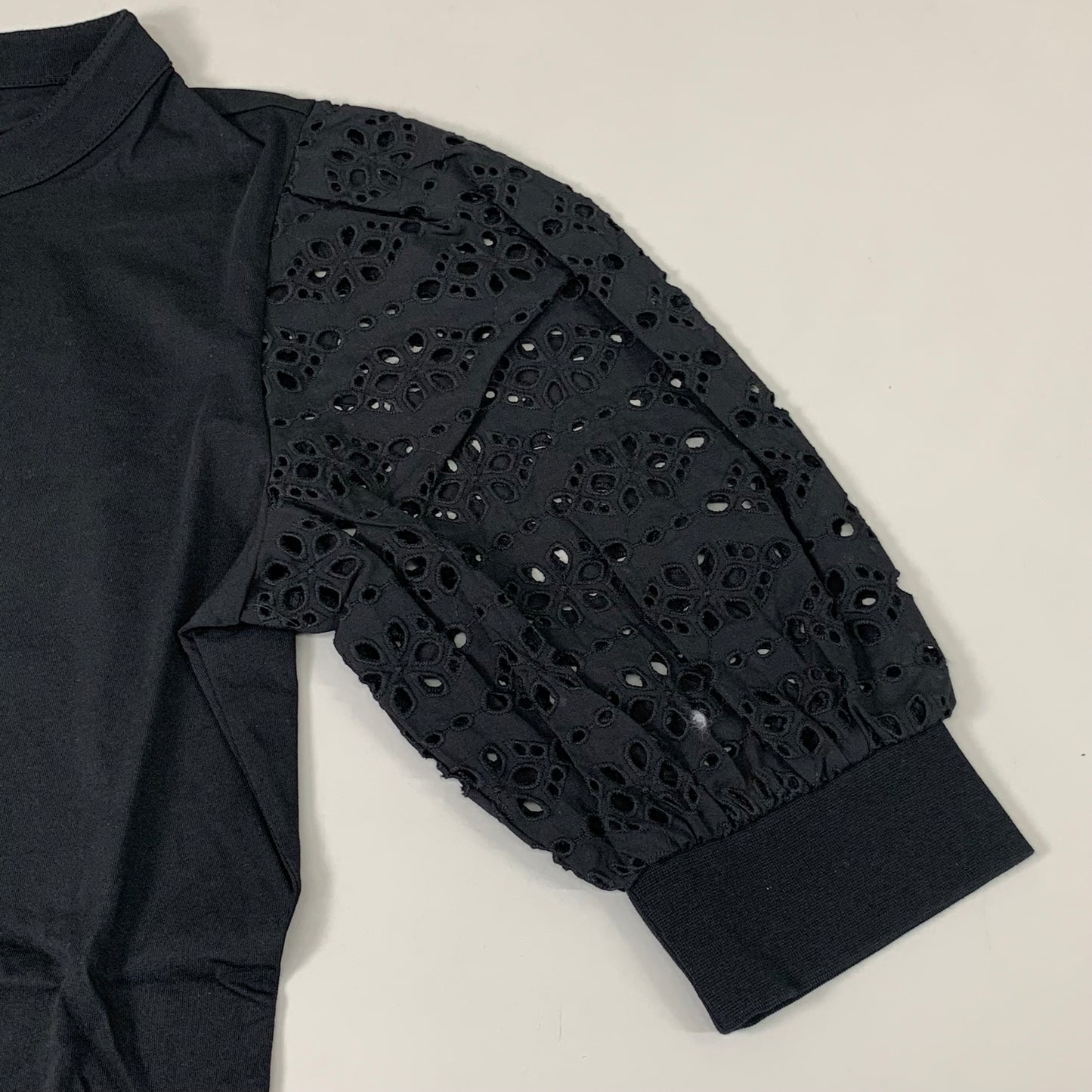 VERONICA BEARD Jeans Women's Coralee Top Lace Sleeves Sz-S Black J2406JY0330831