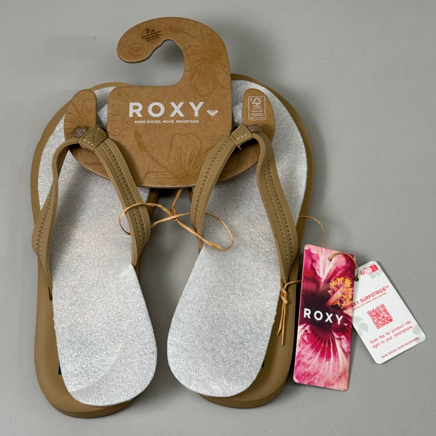 ROXY Vista IV Sandals Lightweight Strap EVA Footbed TPR Outsole Women's Sz 7 Tan