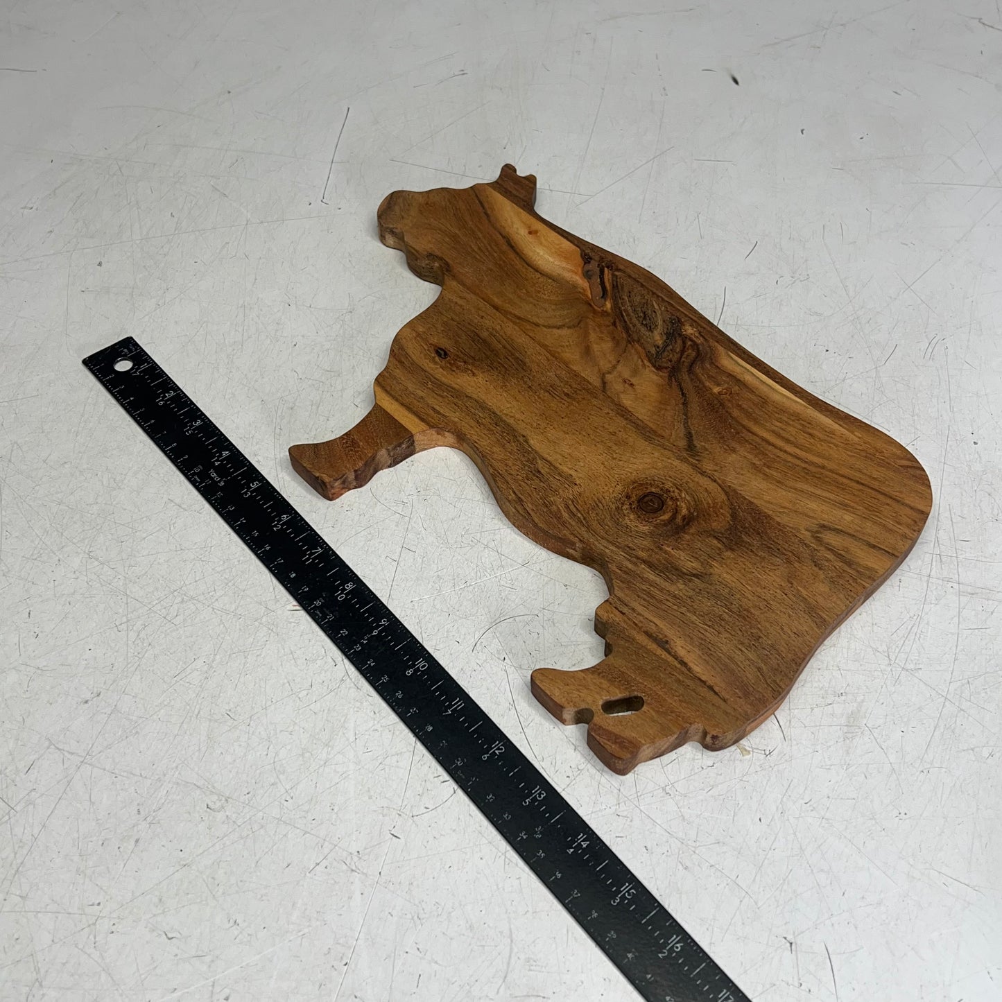 CREATIVE CO OP Acacia Wood Cow Shaped Cheese/cutting Board Natural  DG0078