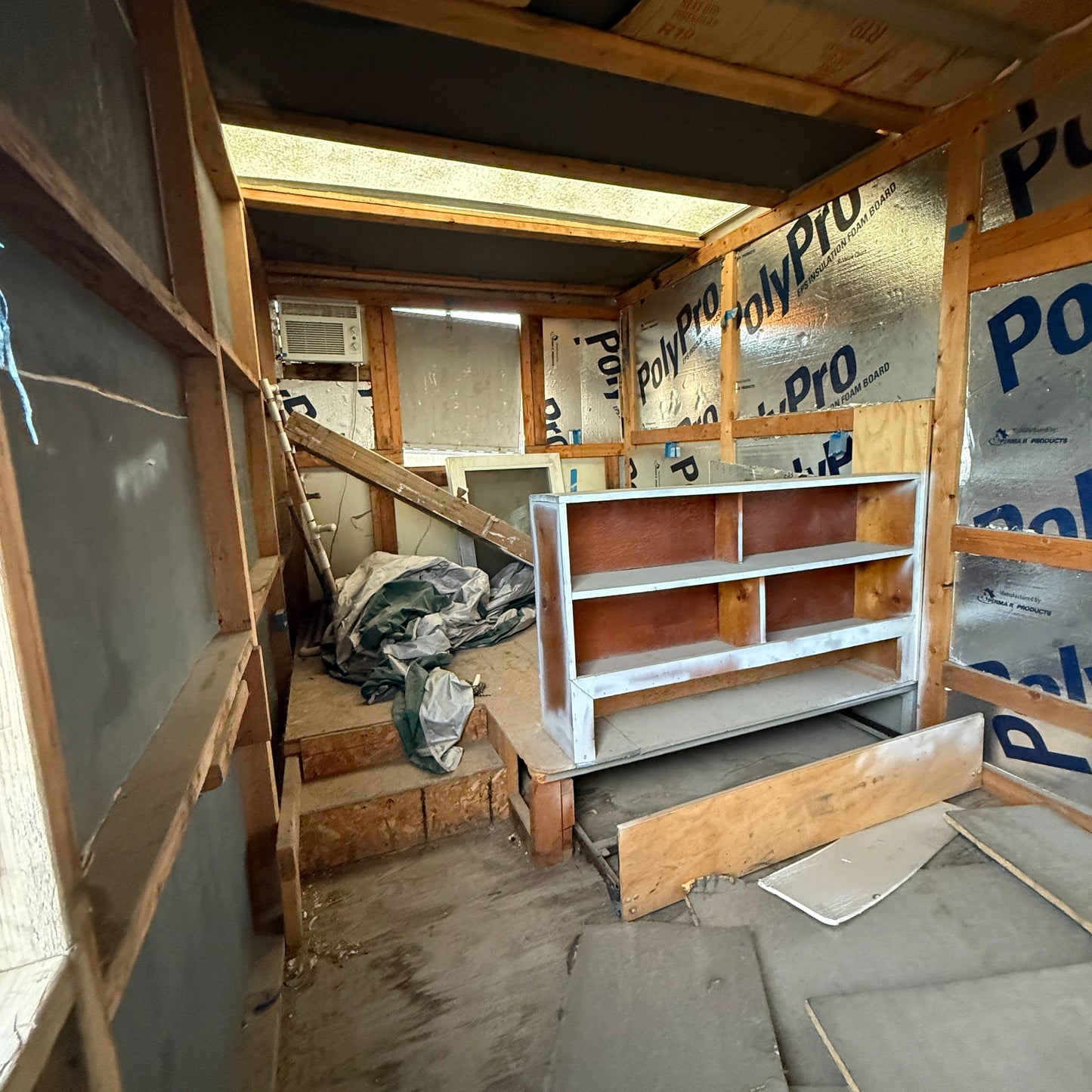 Z@ 16’ Portable Storage Container/Unit/Pod Steel/Fiberglass 16'x 8'x 8' w/ holes Cut in Side & Back POD#20 Grey (AS-IS)