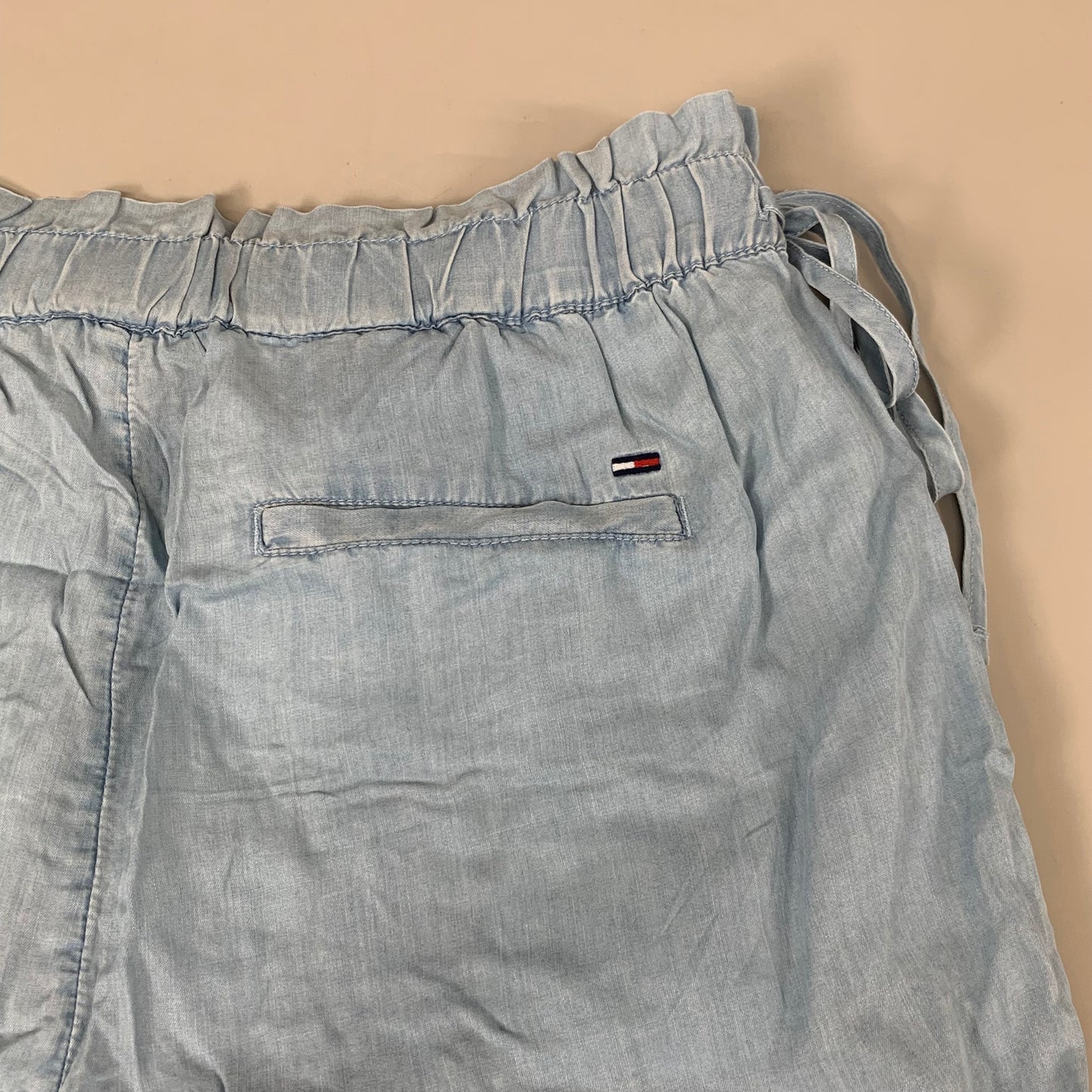 TOMMY HILFIGER JEANS Lyocell Shorts Side Ties Blue Women's SZ Large