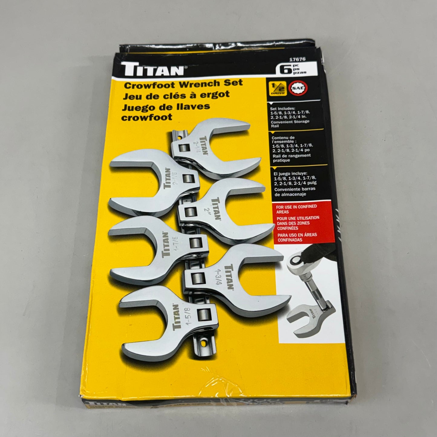 TITAN (6 Piece) Professional Tools Crowfoot Wrench Set 1-5/8 to 2-1/4" 17676