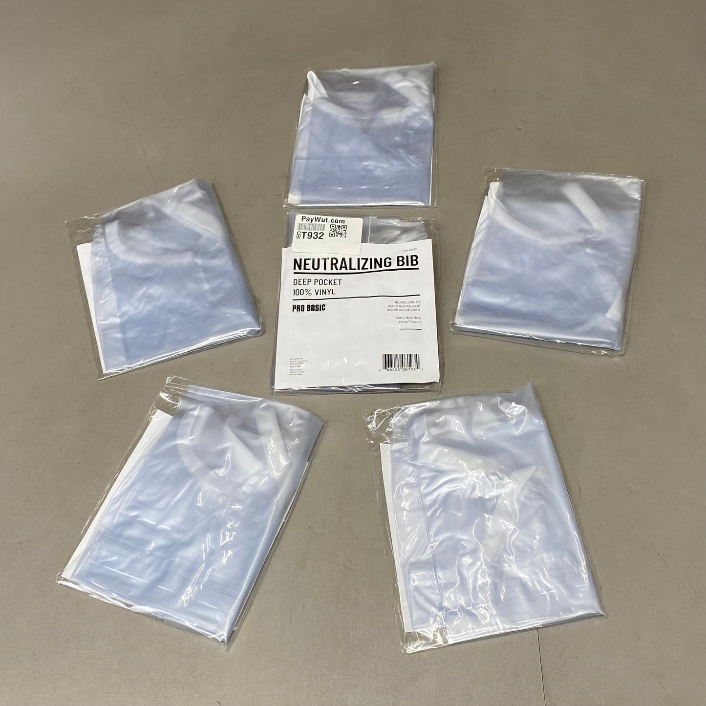 PROBASIC (6 Pack) Hair Salon Deep Pocket 100% Vinyl Neutralizing Bib Clear 08193