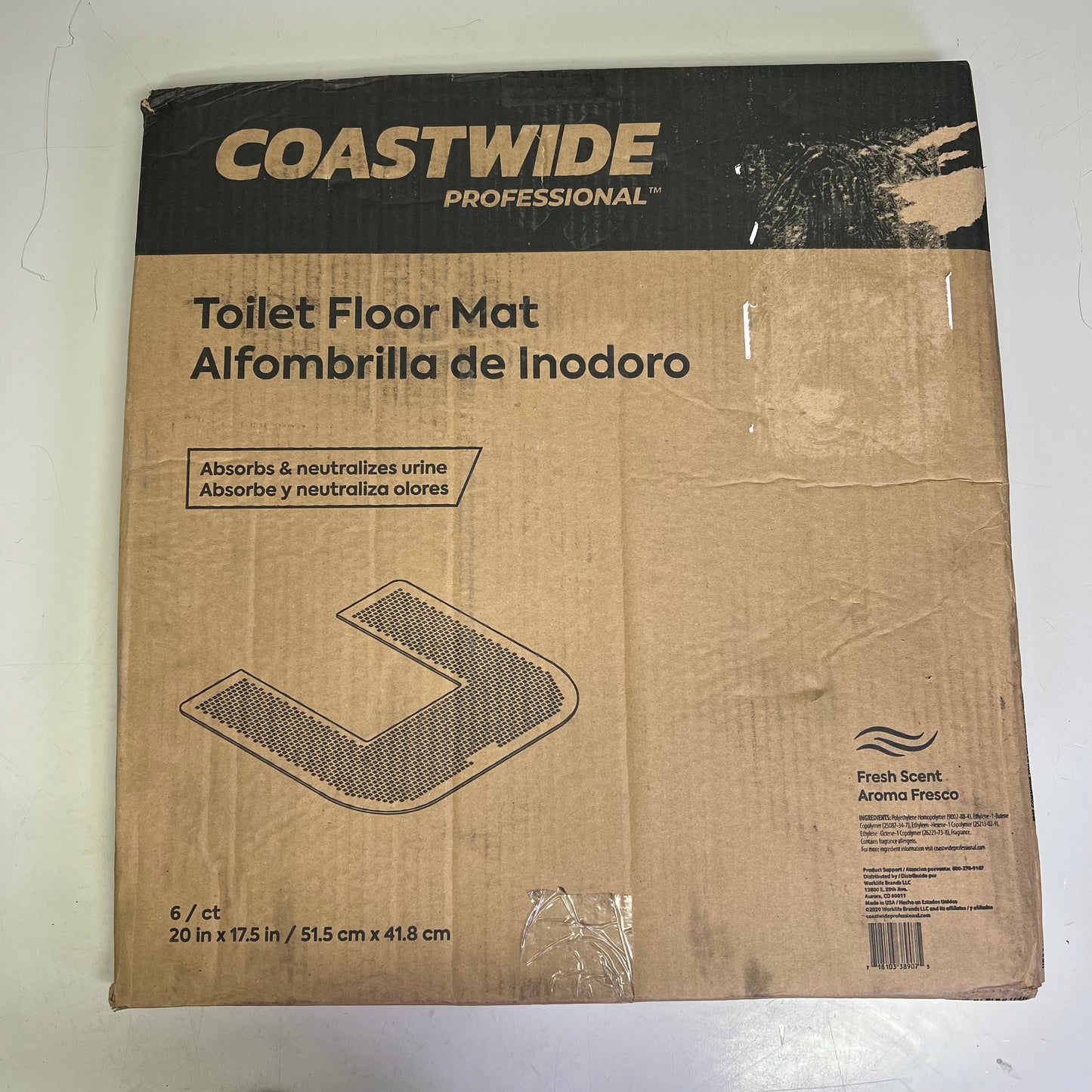 COASTWIDE (6 PACK) Professional Toilet Floor Mat 17.5"x20.5"  Black CW24768