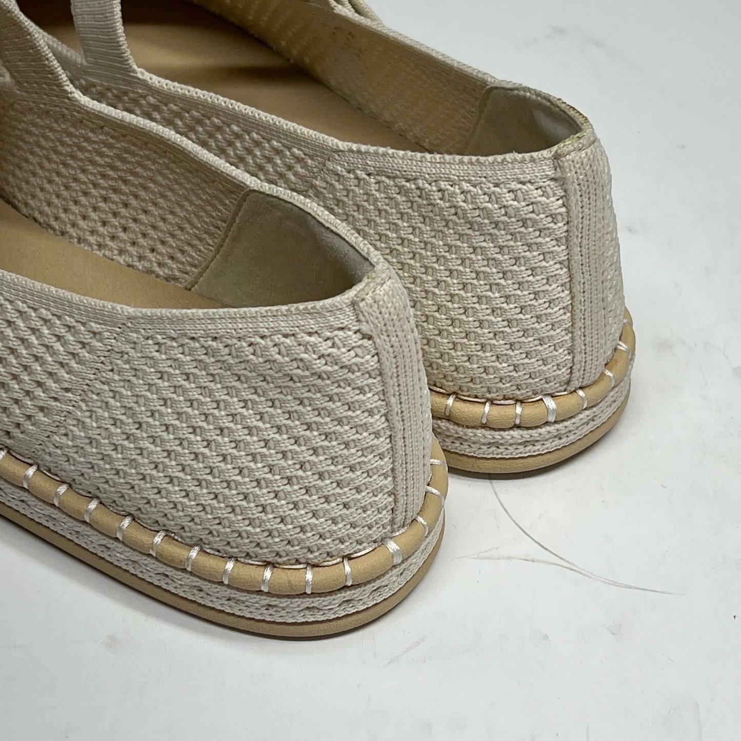 EASY SPIRIT Francene Knit Mary Jane Espadrille Flats Womens Sz 8.5M Ivory (As-Is)