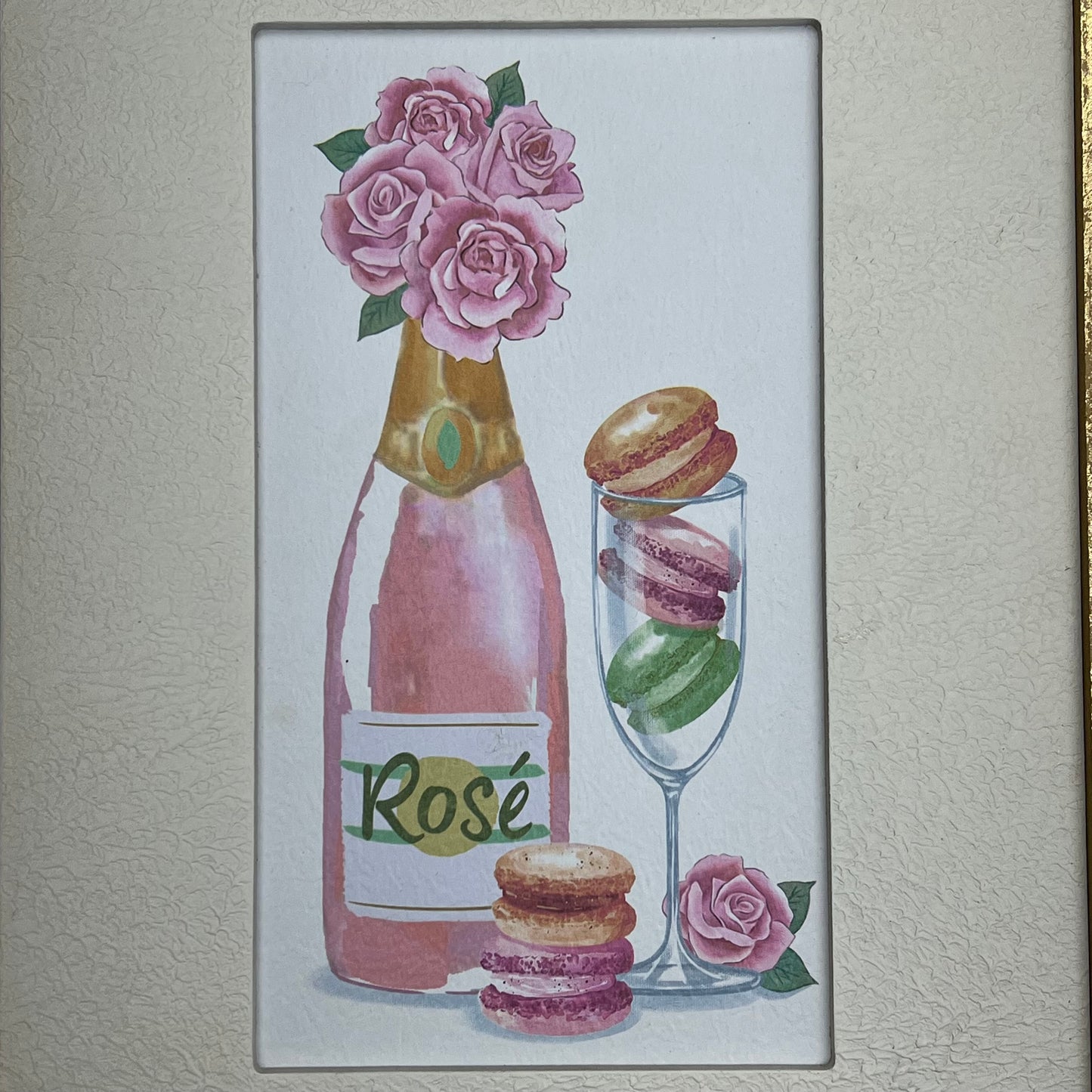 ASHLAND Champagne With Flowers & Macarons Wall Art w/ Wood Gold Frame 732672