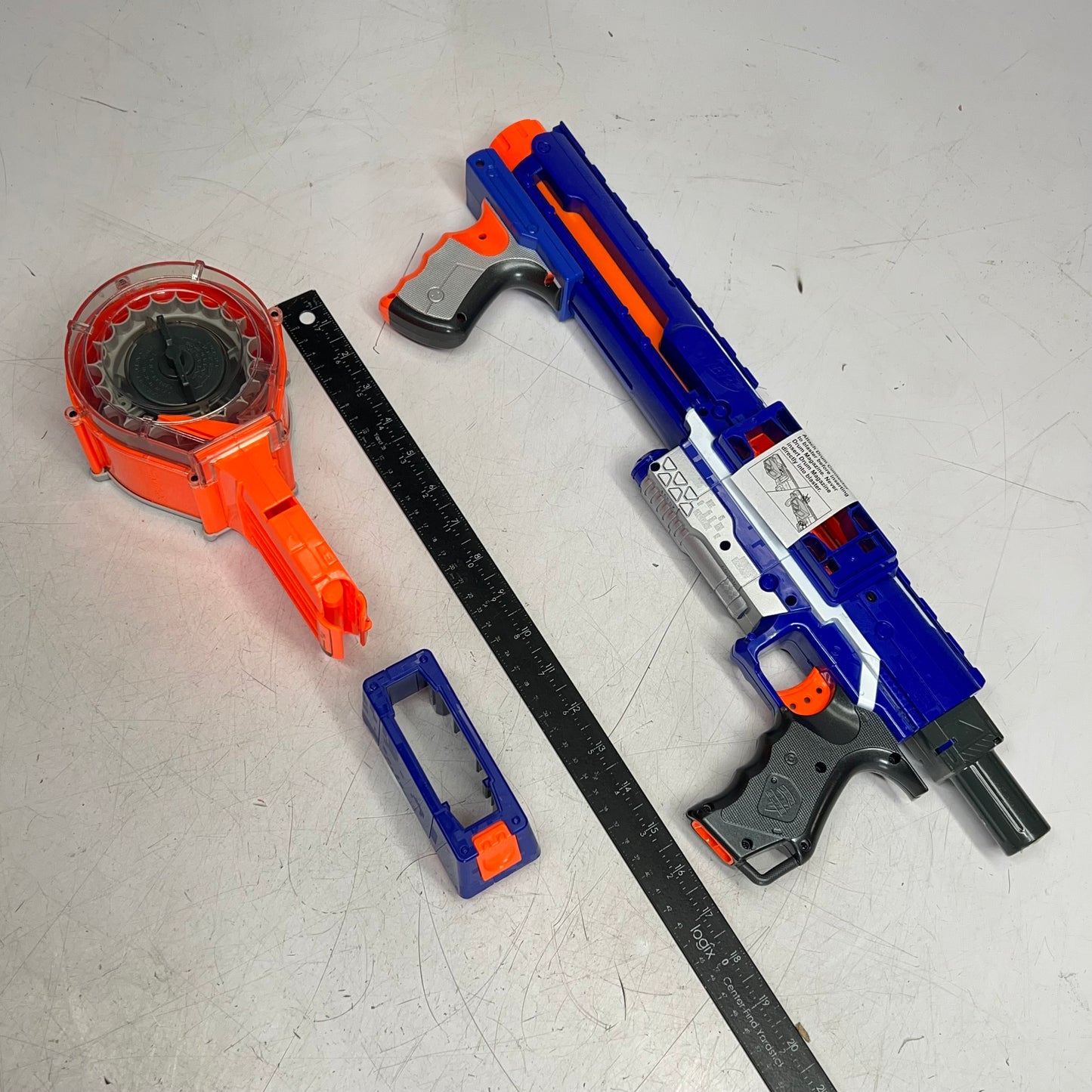 HASBRO Nerf Rampage N Strike Elite Toy Blaster 25 Dart Drum Blue/Orange 98697