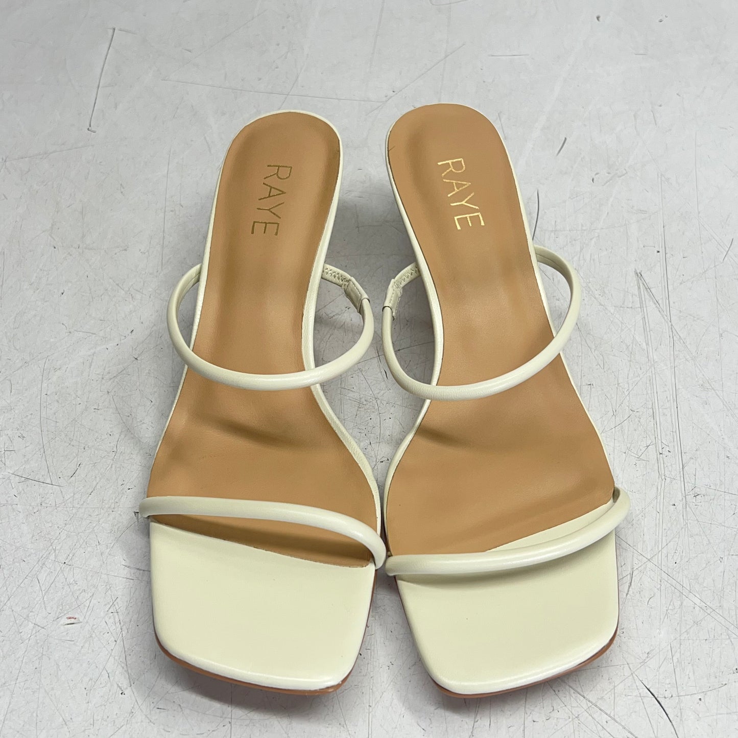 RAYE Rene Sandal Leather Slip-on Kitten Heel Women's Sz 9 Crème (As-Is)