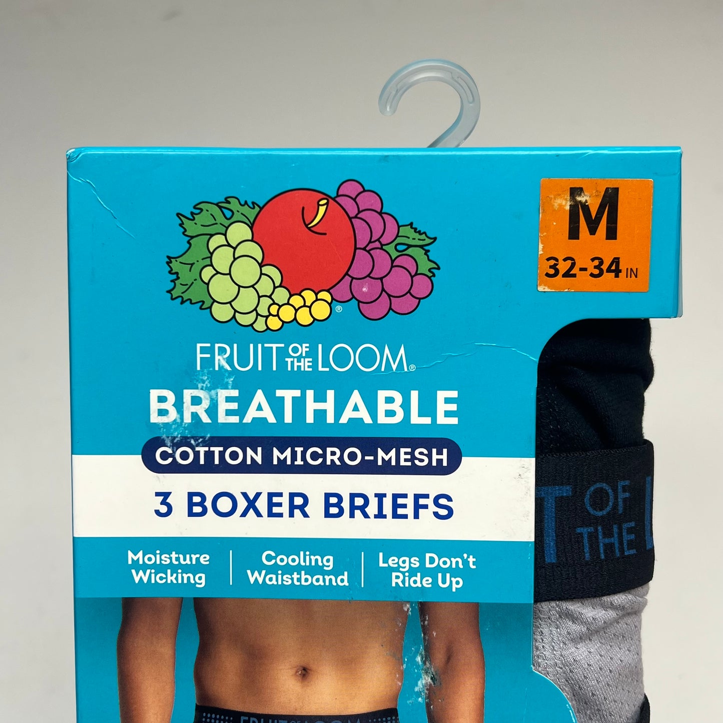 ZA@ FRUIT OF THE LOOM (3 PACK) Cooling Cotton Micro-mesh Boxer Men's Sz M Black/Grey BM3P76
