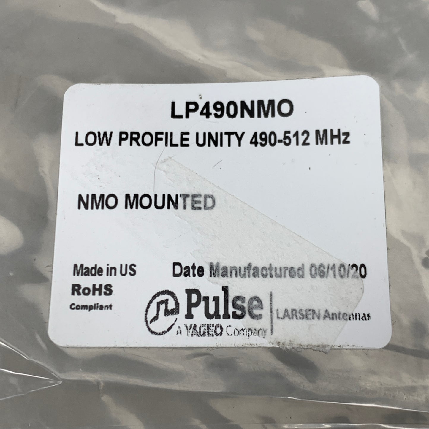 PULSE Black Low Profile Unity Gain Antenna For a 490-512 MHz LP490NMO