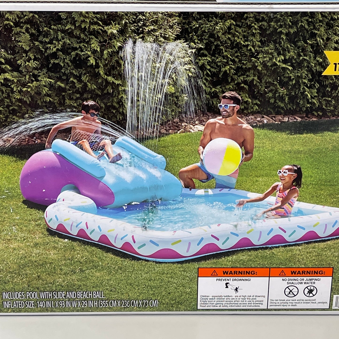 MEMBERS MARK 11’ Inflatable Donut Pool & Slide Pink (New)